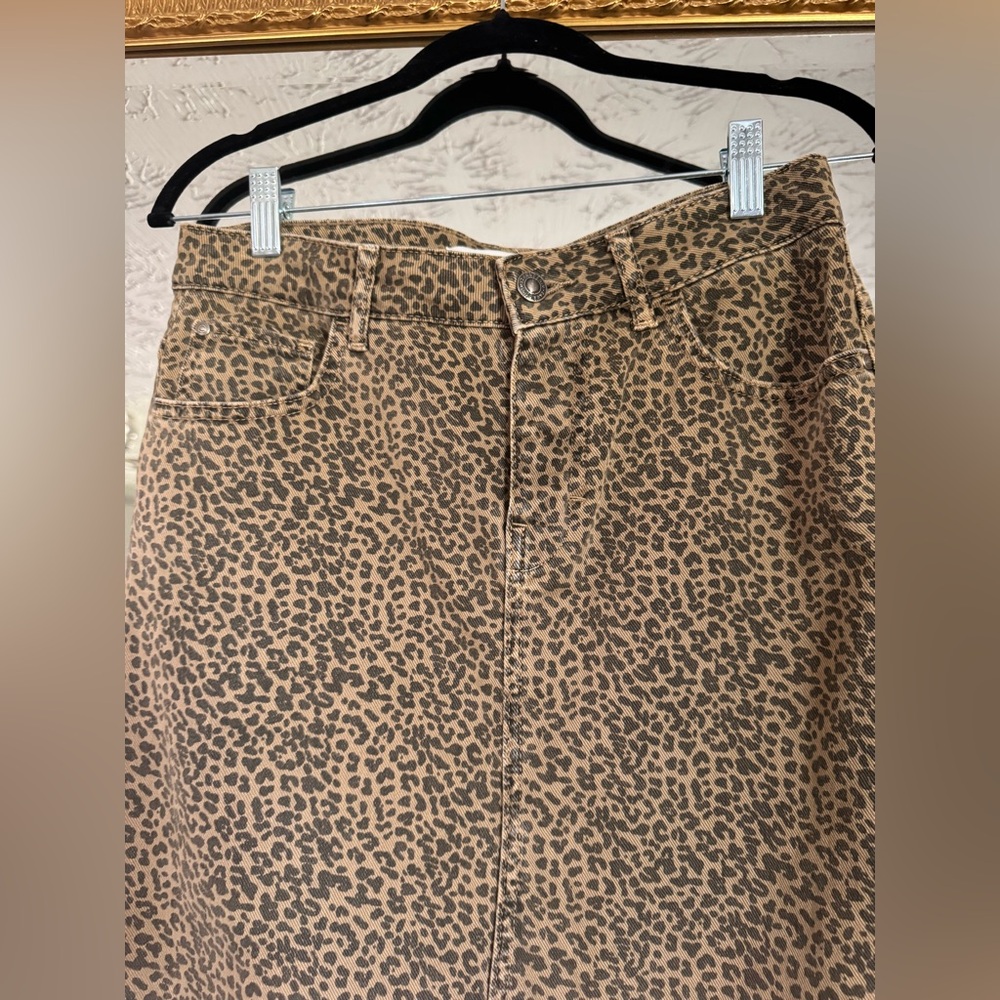 ZARA DENIM Leopard Print Midi Skirt - Picture 4 of 6